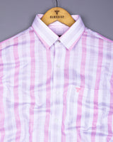 Cento Pink With White Stripe Dobby Cotton Shirt