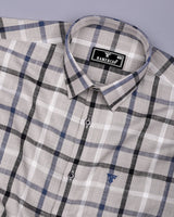 Arcore Gray With Black Check Linen Cotton Shirt