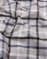 Arcore Gray With Black Check Linen Cotton Shirt