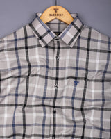 Arcore Gray With Black Check Linen Cotton Shirt