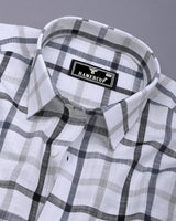 Arcore White With Gray Check Linen Cotton Shirt