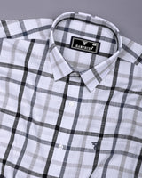 Arcore White With Gray Check Linen Cotton Shirt