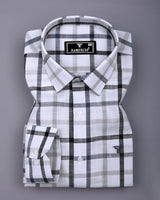 Arcore White With Gray Check Linen Cotton Shirt