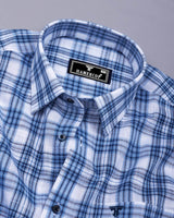 Forio Blue With White Check Linen Cotton Shirt