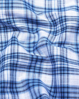 Forio Blue With White Check Linen Cotton Shirt
