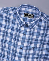 Forio Blue With White Check Linen Cotton Shirt