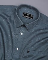 Flores Gray Dot Printed Dobby Cotton Waffle Check Shirt