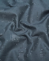 Flores Gray Dot Printed Dobby Cotton Waffle Check Shirt