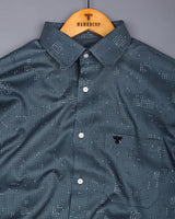 Flores Gray Dot Printed Dobby Cotton Waffle Check Shirt