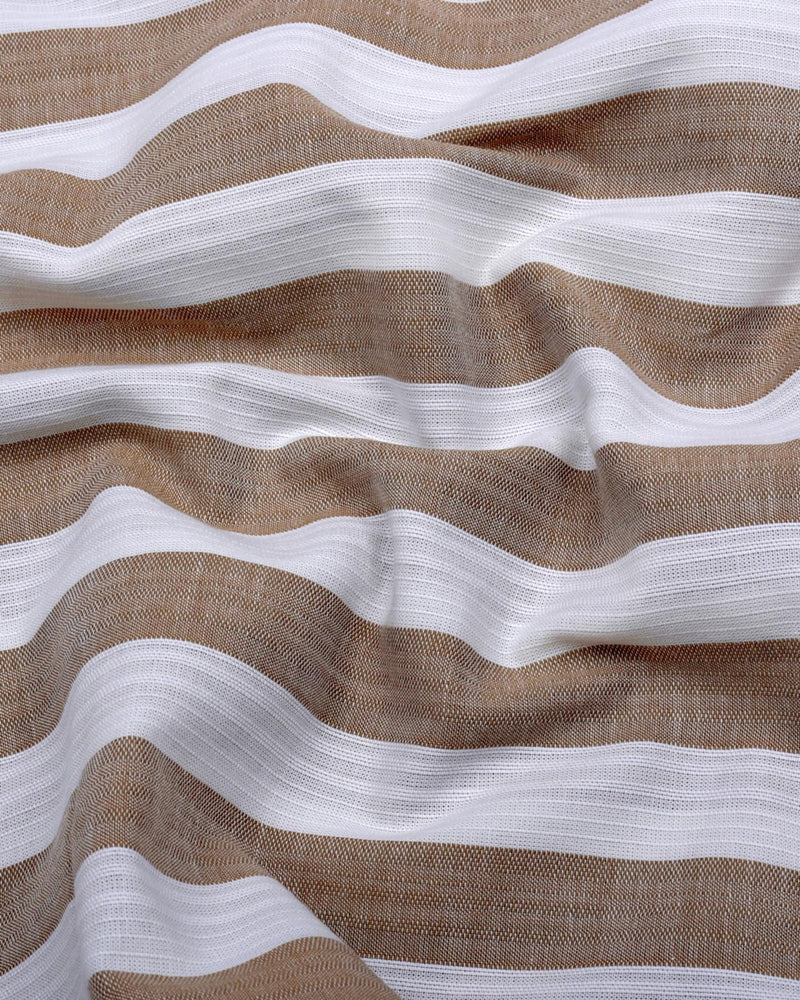 Colwood Cream With White Stripe Linen Cotton Shirt