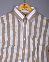 Colwood Cream With White Stripe Linen Cotton Shirt