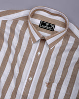 Colwood Cream With White Stripe Linen Cotton Shirt
