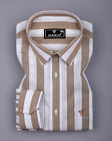 Colwood Cream With White Stripe Linen Cotton Shirt
