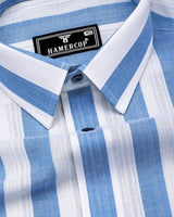 Colwood Blue With White Stripe Linen Cotton Shirt
