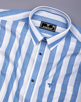 Colwood Blue With White Stripe Linen Cotton Shirt