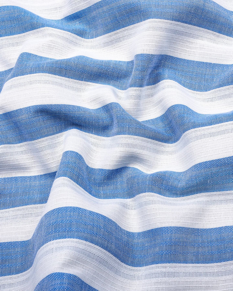 Colwood Blue With White Stripe Linen Cotton Shirt