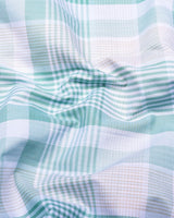 Pozos Green With White Check Formal Cotton Shirt
