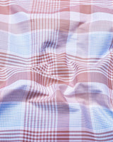 Pozos Peach With Blue Check Formal Cotton Shirt