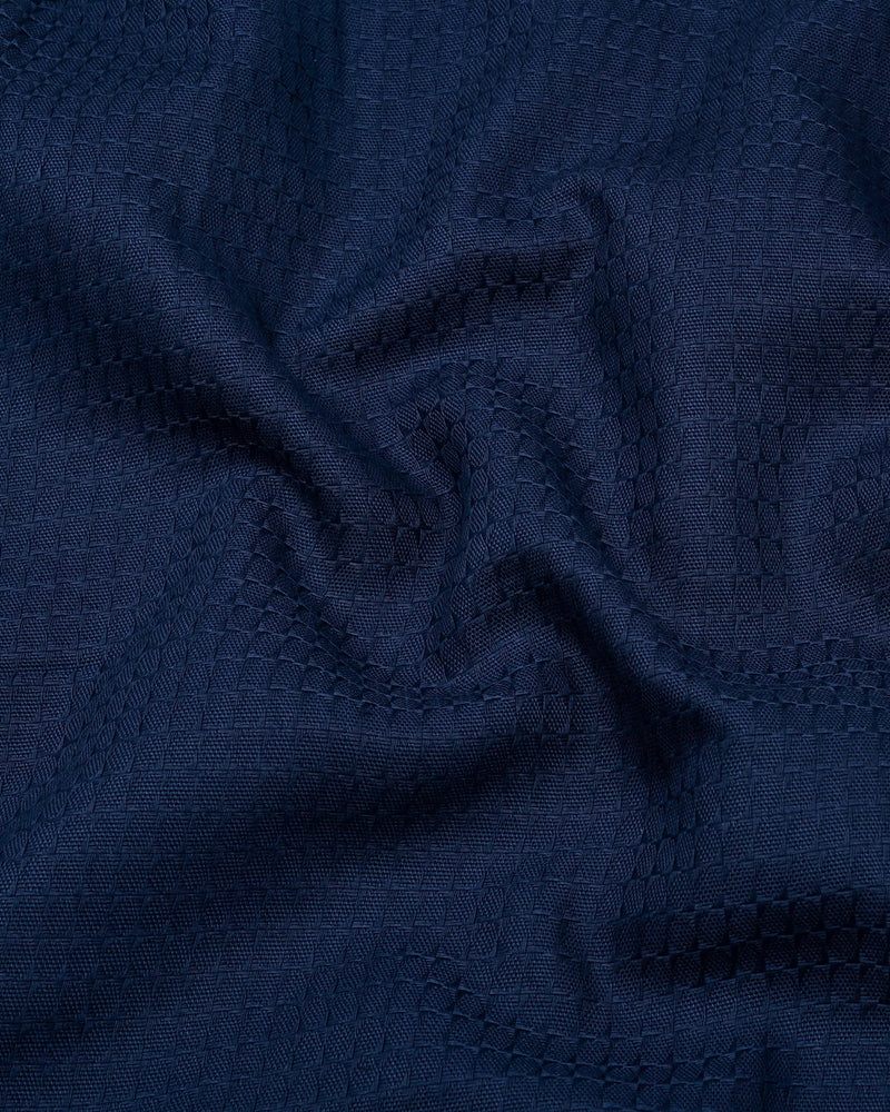 Coxen Navyblue Dobby Texture Cotton Shirt
