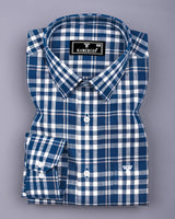 Ingrid Blue With White Check Linen Cotton Shirt