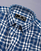 Ingrid Blue With White Check Linen Cotton Shirt