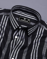 Ormani Black With White Dobby Stripe Cotton Shirt