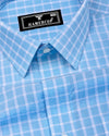 Yucca Blue With White Check Seersucker Cotton Shirt