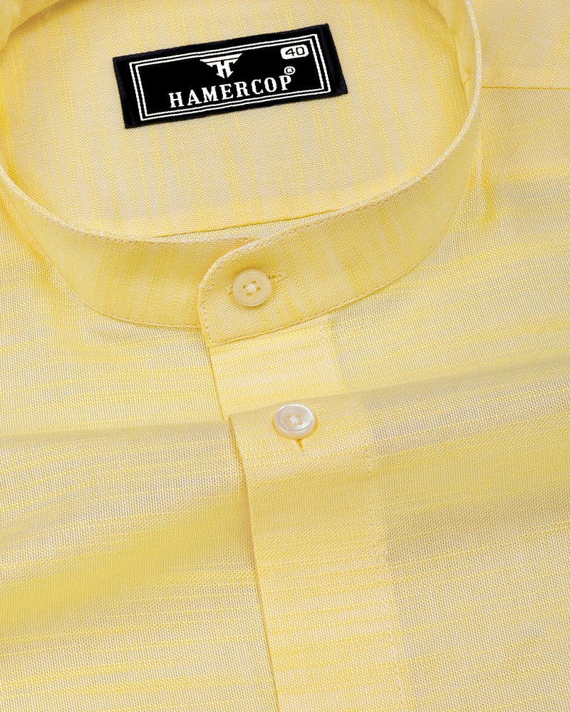 Clinton Yellow Solid Linen Cotton Shirt