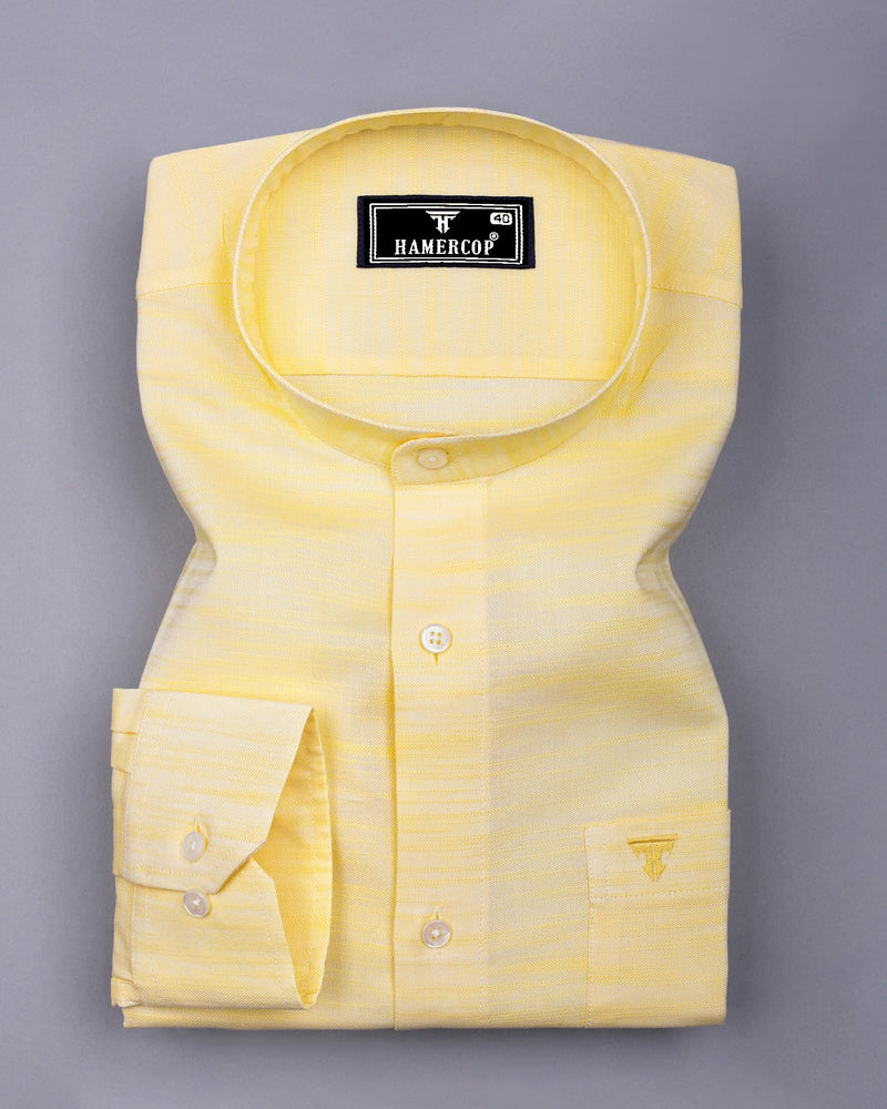 Clinton Yellow Solid Linen Cotton Shirt