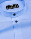 Clinton Blue Solid Linen Cotton Shirt
