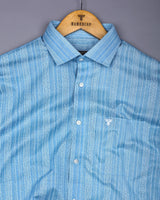 Fermoy Blue With White Printed Linen Cotton Shirt
