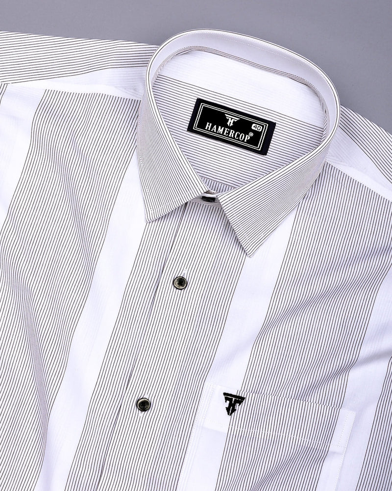 Krong White With Black Pencil Stripe Cotton Shirt