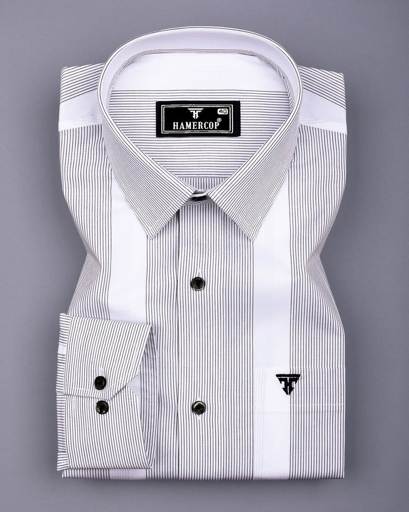 Krong White With Black Pencil Stripe Cotton Shirt