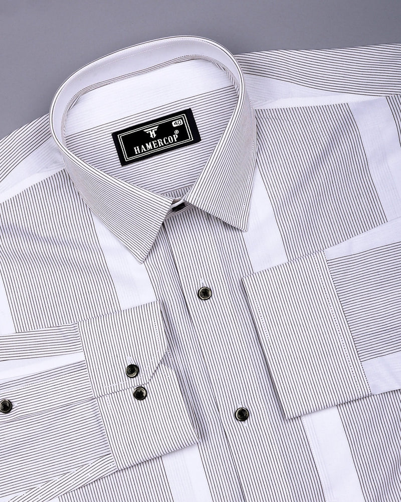 Krong White With Black Pencil Stripe Cotton Shirt