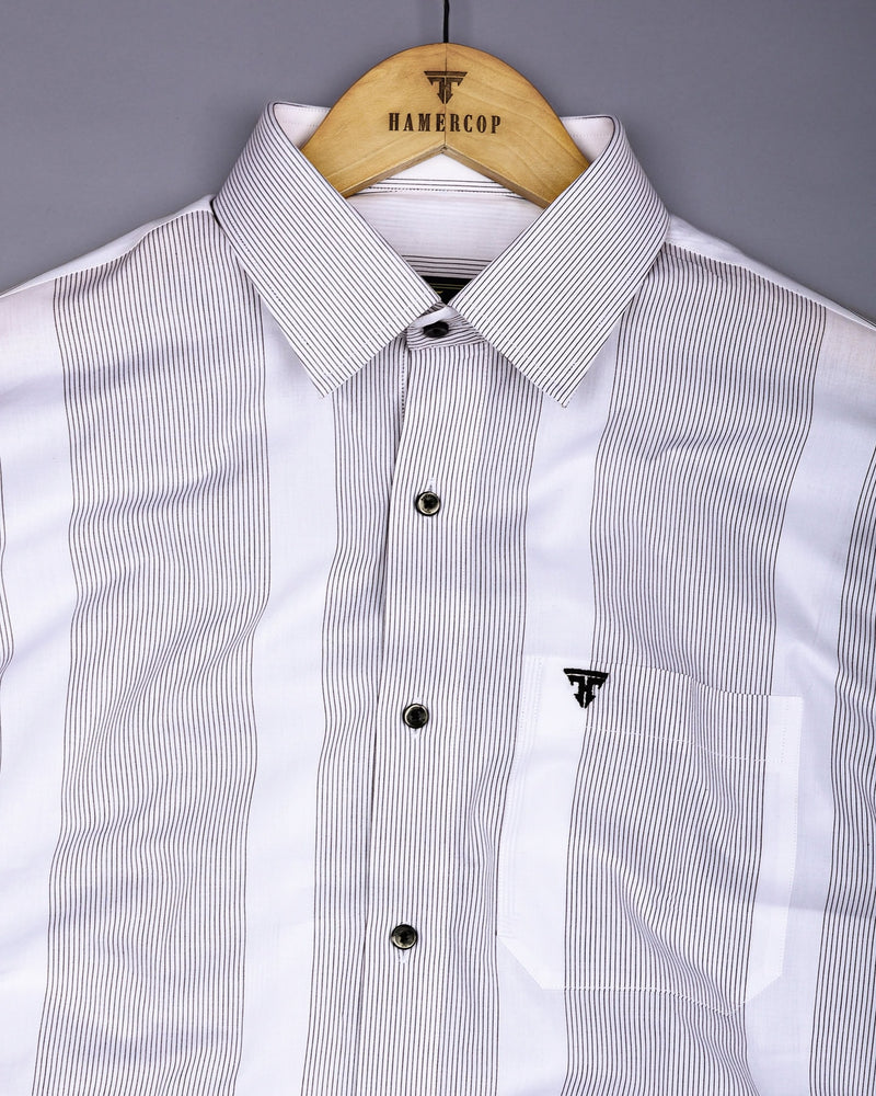 Krong White With Black Pencil Stripe Cotton Shirt