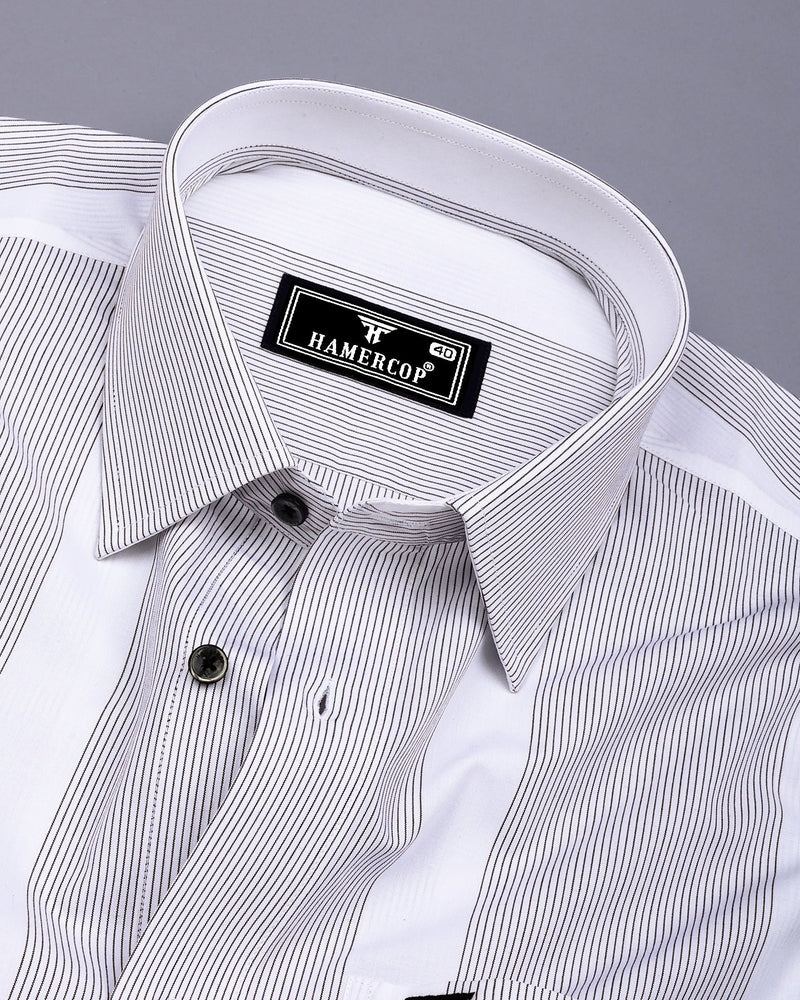 Krong White With Black Pencil Stripe Cotton Shirt