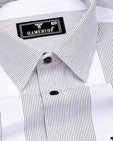 Krong White With Black Pencil Stripe Cotton Shirt