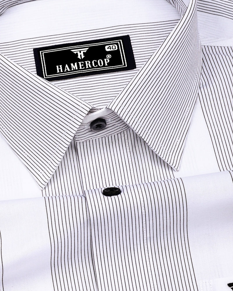 Krong White With Black Pencil Stripe Cotton Shirt