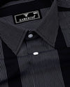 Krong Black With White Pencil Stripe Cotton Shirt