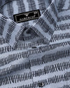 Astrick Gray With Black Printed Linen Cotton Shirt