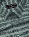 Astrick Green With Black Printed Linen Cotton Shirt