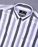 Tarpon Gray With White Broad Stripe Linen Cotton Shirt