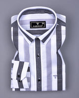 Tarpon Gray With White Broad Stripe Linen Cotton Shirt