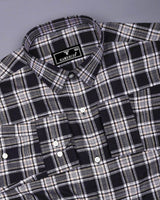 Kermen Black With White Waffle Dobby Check Shirt