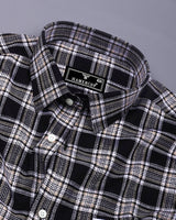 Kermen Black With White Waffle Dobby Check Shirt