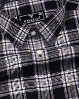 Kermen Black With White Waffle Dobby Check Shirt