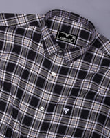 Kermen Black With White Waffle Dobby Check Shirt