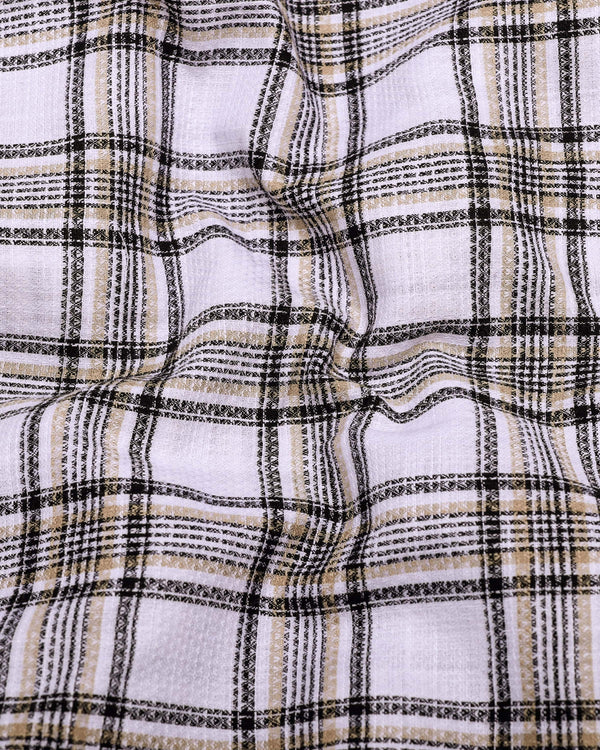Kermen White With Black Waffle Dobby Check Shirt