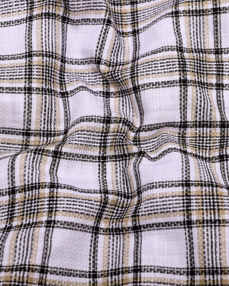 Kermen White With Black Waffle Dobby Check Shirt
