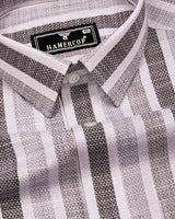 Dolen Brown With Gray Dobby Stripe Cotton Shirt